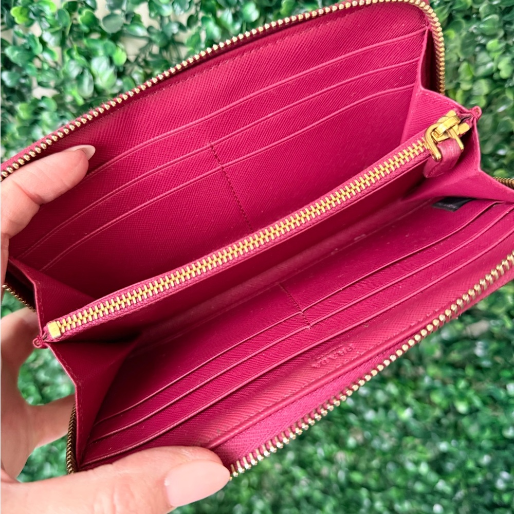 Prada Pink Saffiano Leather Zip Around Long Wallet - Picture 12 of 13